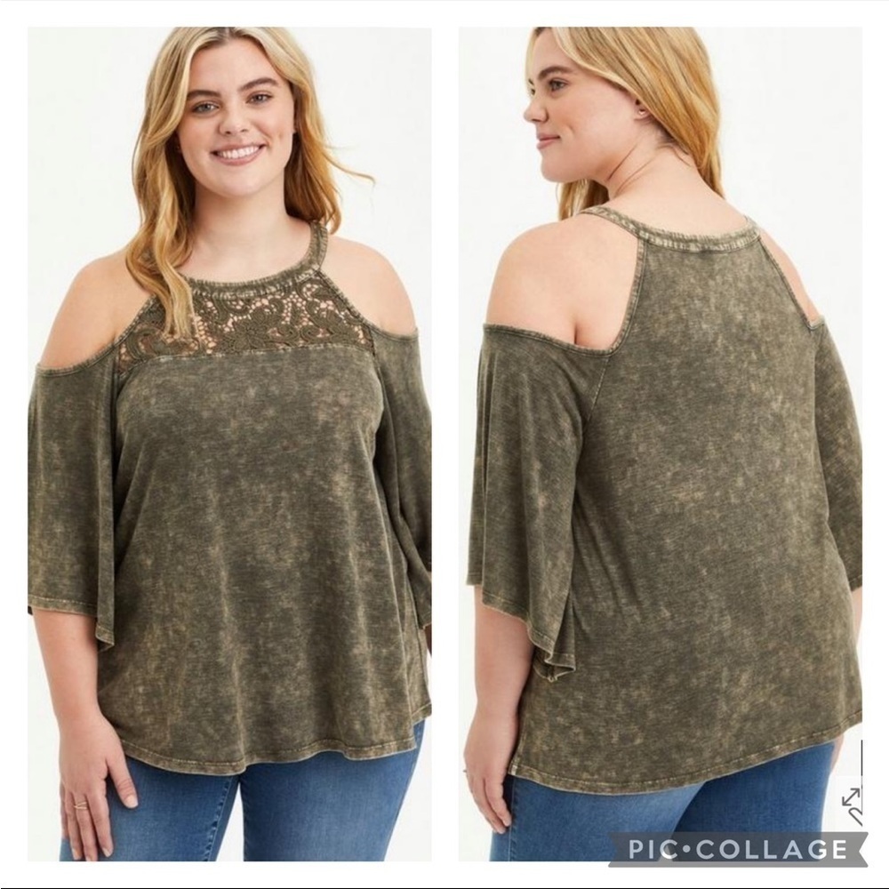 NWT Torrid Knit Jersey Crew Neck Lace Inset Sleeveless Top 6X
